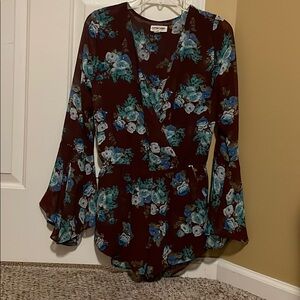 Maroon flower romper